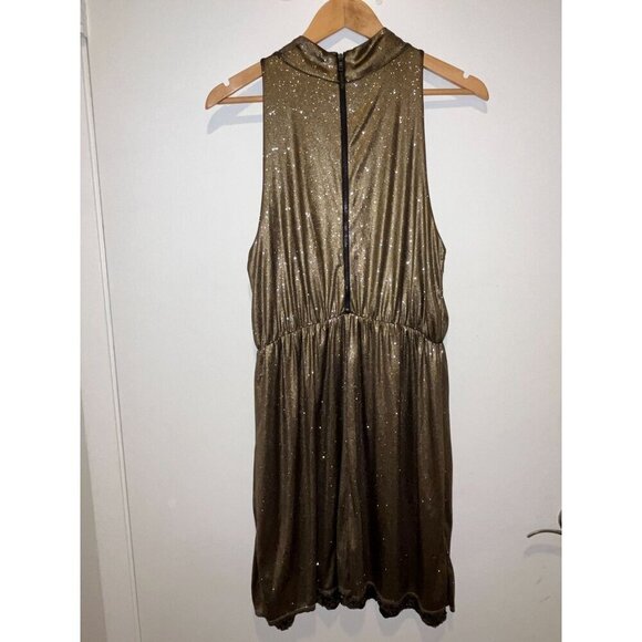 Alice + Olivia Estelle Gold Shimmer Sequin Dress Medium - Picture 6 of 10